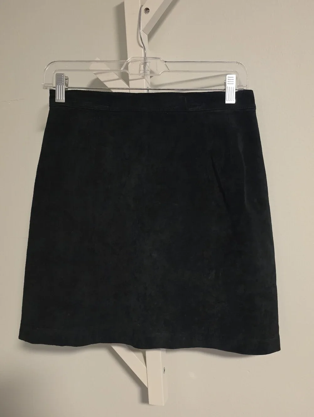 Vintage Newport News Black Suede Leather Mini Skirt Size 8 | 90s Genuine Suede